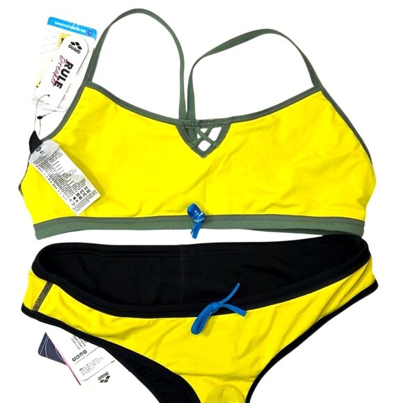 ARENA Women's Rule Breaker Be Bandeau Bikini Top Army Green, XL and Unique Brief - Picture 5 of 10